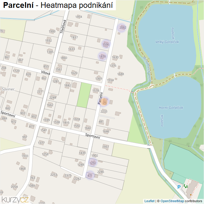 Mapa Parcelní - Firmy v ulici.