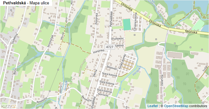 Petřvaldská - mapa ulice