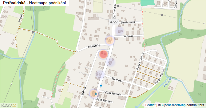Petřvaldská - mapa podnikání