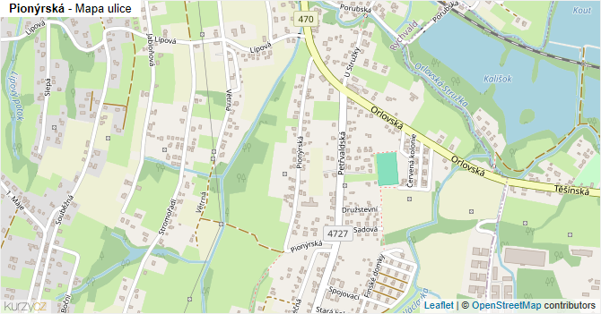 Pionýrská - mapa ulice