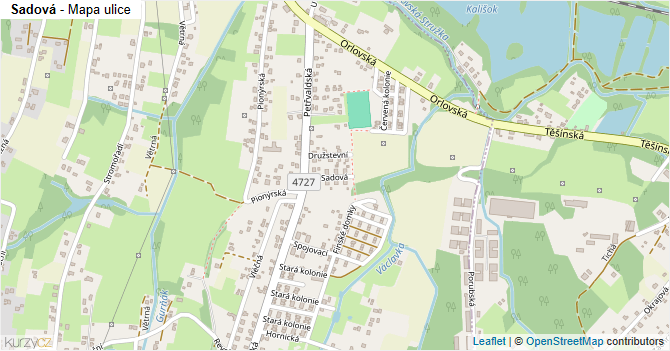 Sadová - mapa ulice