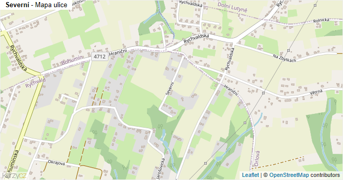 Severní - mapa ulice