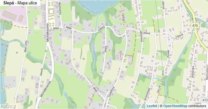 Slepá - mapa ulice