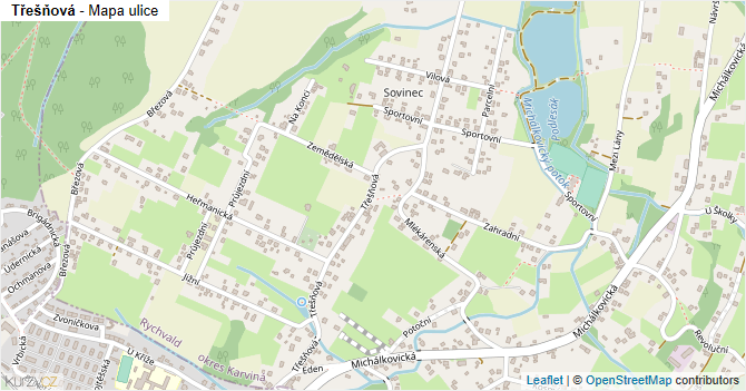 Třešňová - mapa ulice