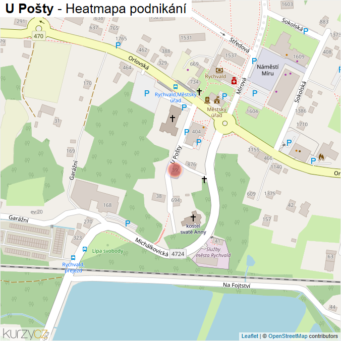 Mapa U Pošty - Firmy v ulici.