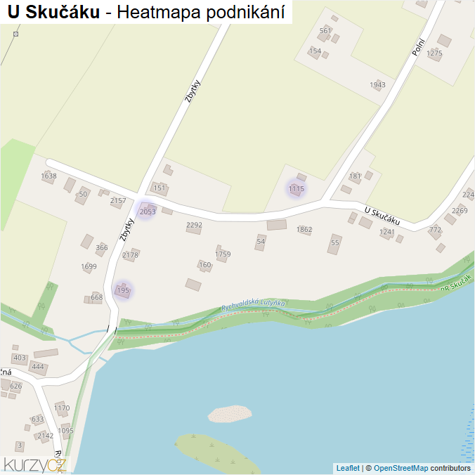 Mapa U Skučáku - Firmy v ulici.