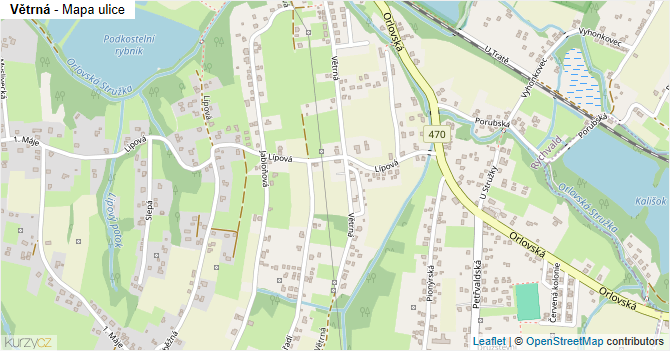 Větrná - mapa ulice