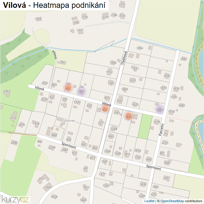 Mapa Vilová - Firmy v ulici.