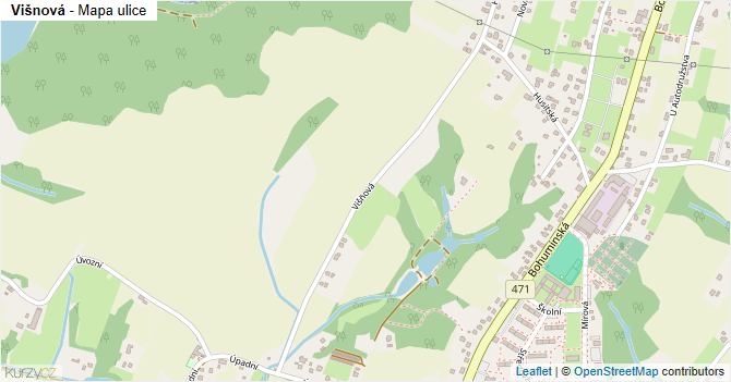 Višnová - mapa ulice