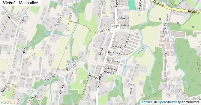 Vlečná - mapa ulice
