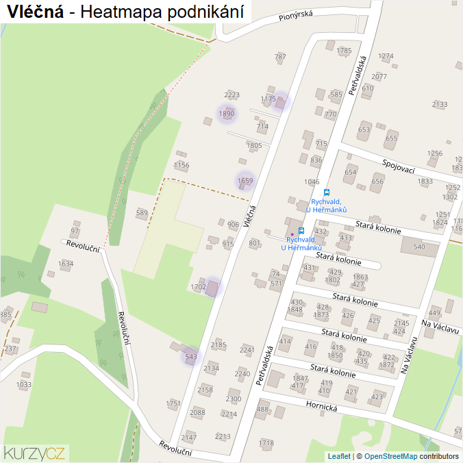 Mapa Vléčná - Firmy v ulici.