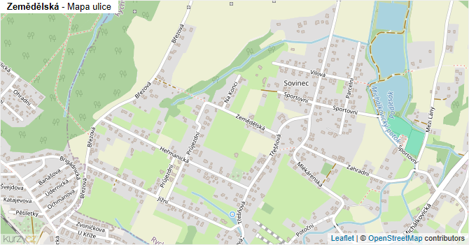 Zemědělská - mapa ulice