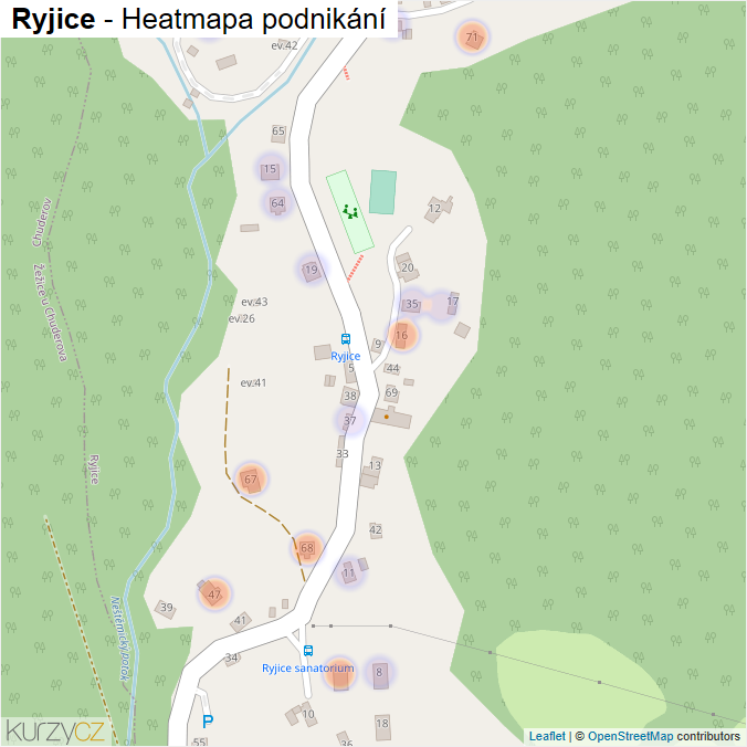 Mapa Ryjice - Firmy v části obce.