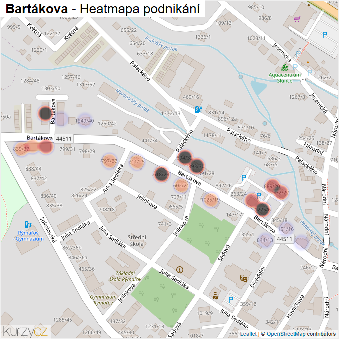 Mapa Bartákova - Firmy v ulici.