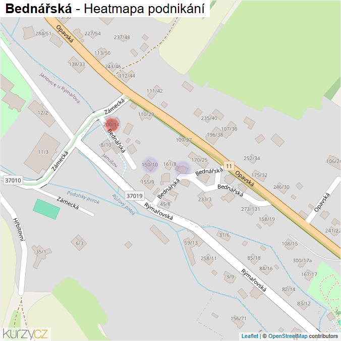 Mapa Bednářská - Firmy v ulici.