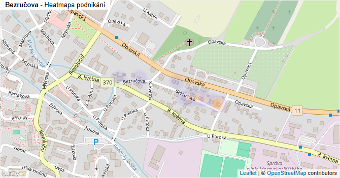 Bezručova - mapa podnikání