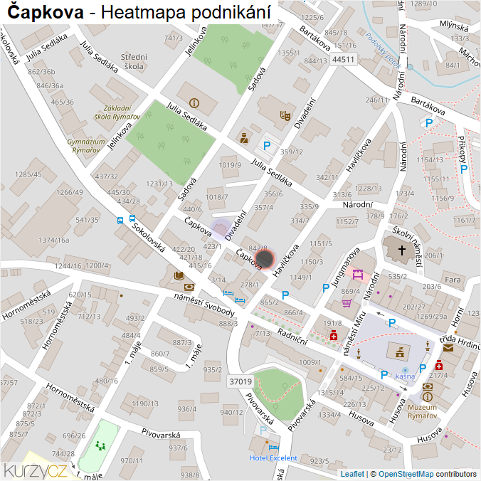 Mapa Čapkova - Firmy v ulici.