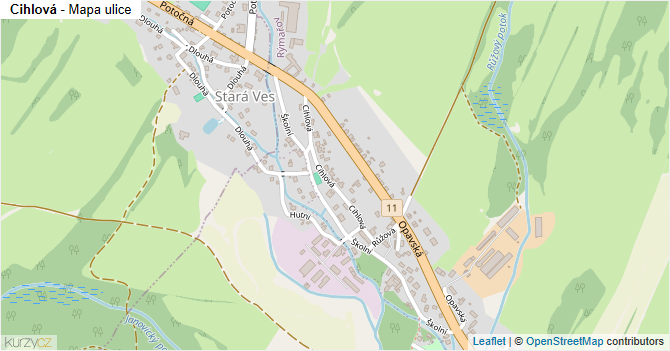 Cihlová - mapa ulice