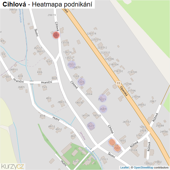 Mapa Cihlová - Firmy v ulici.