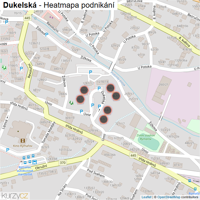 Mapa Dukelská - Firmy v ulici.