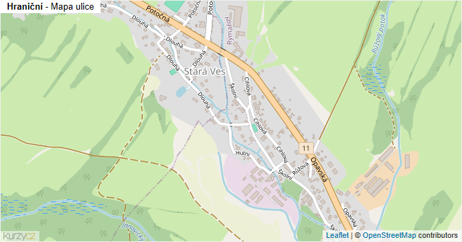 Hraniční - mapa ulice