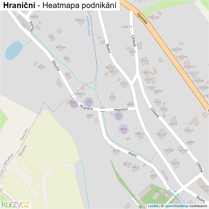 Mapa Hraniční - Firmy v ulici.