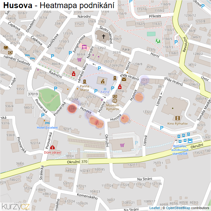 Mapa Husova - Firmy v ulici.