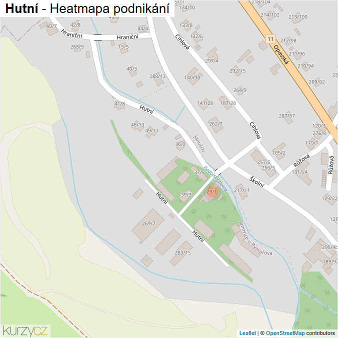 Mapa Hutní - Firmy v ulici.