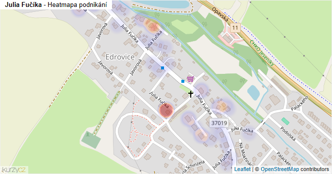 Julia Fučíka - mapa podnikání