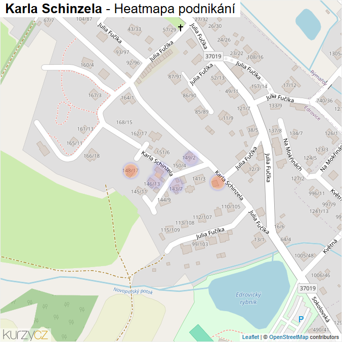 Mapa Karla Schinzela - Firmy v ulici.
