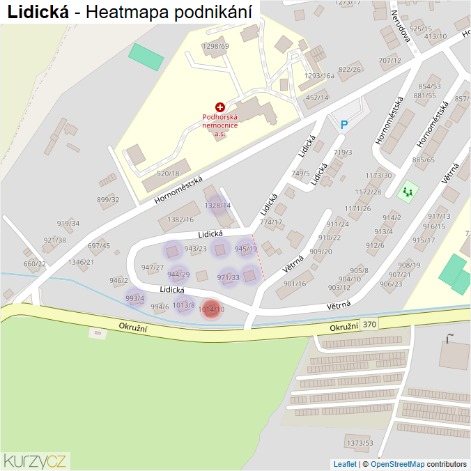 Mapa Lidická - Firmy v ulici.