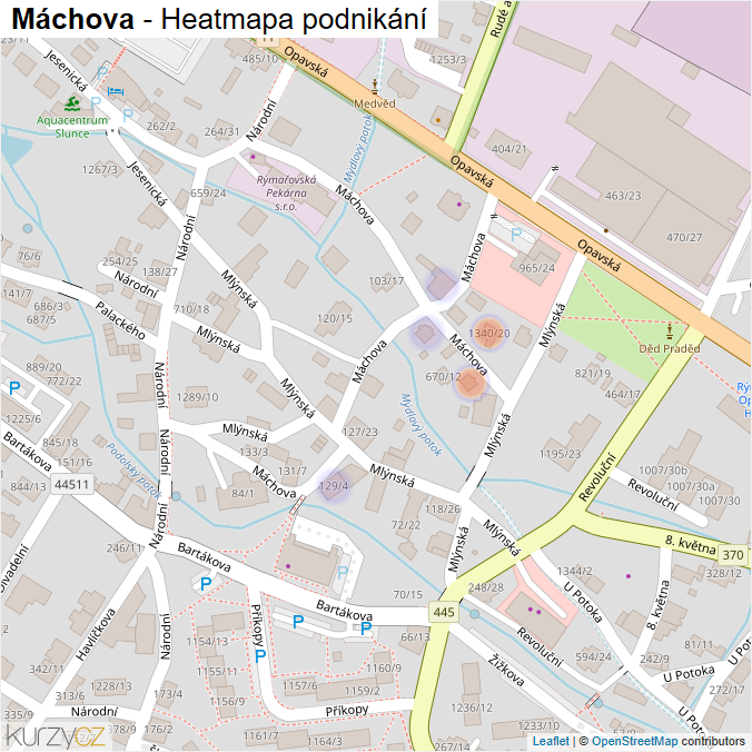 Mapa Máchova - Firmy v ulici.