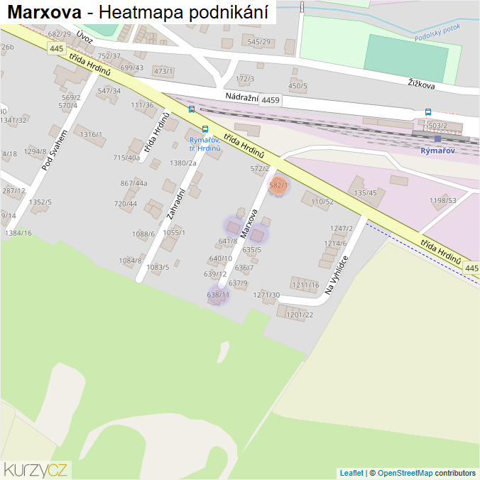 Mapa Marxova - Firmy v ulici.
