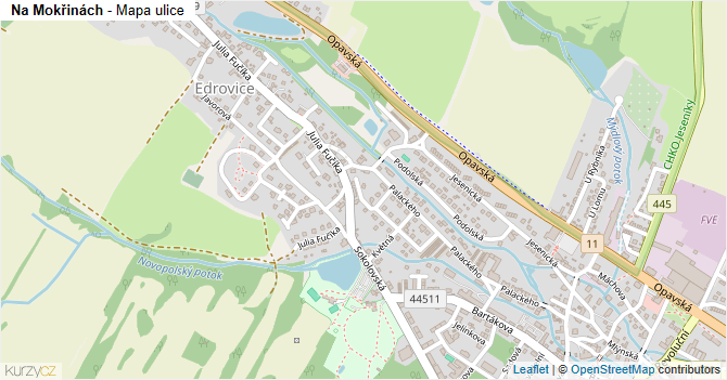 Na Mokřinách - mapa ulice