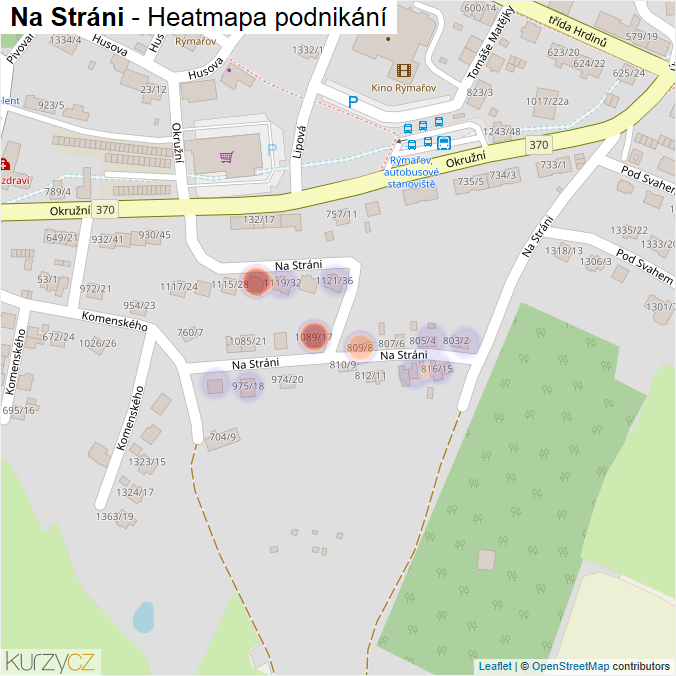 Mapa Na Stráni - Firmy v ulici.