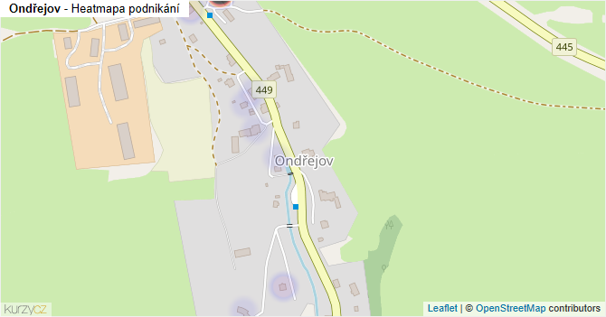 Ondřejov - mapa podnikání