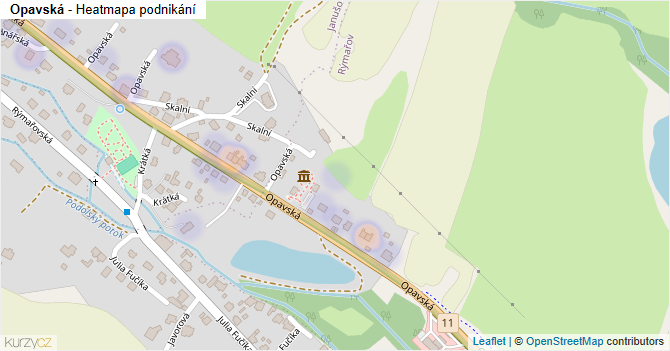 Opavská - mapa podnikání