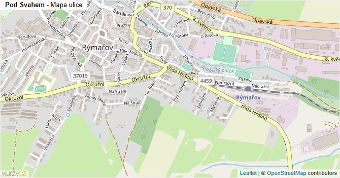 Pod Svahem - mapa ulice