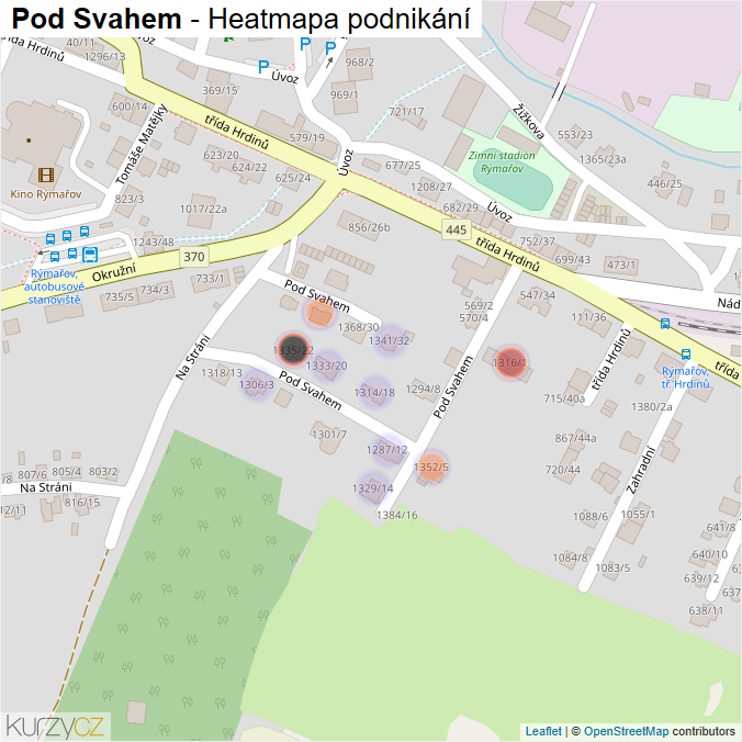 Mapa Pod Svahem - Firmy v ulici.