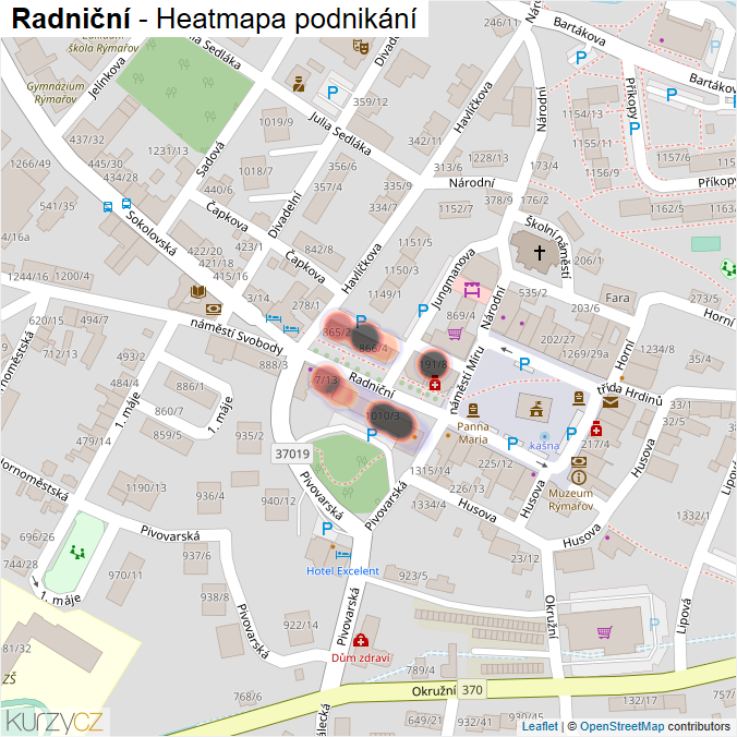 Mapa Radniční - Firmy v ulici.