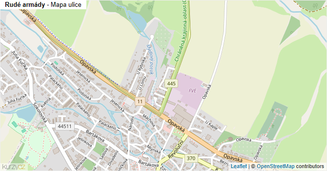 Rudé armády - mapa ulice