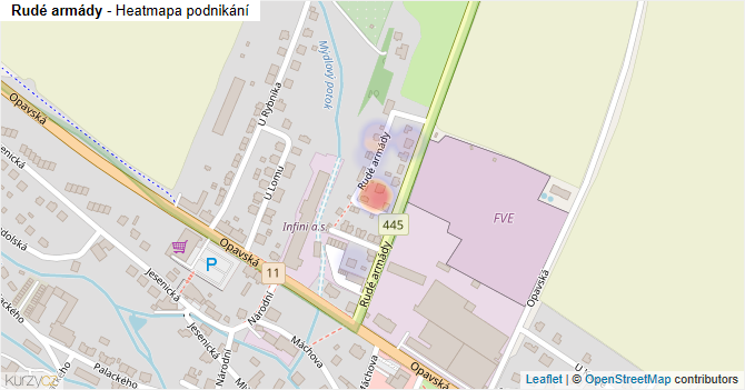 Rudé armády - mapa podnikání