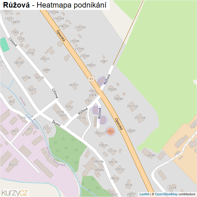 Mapa Růžová - Firmy v ulici.
