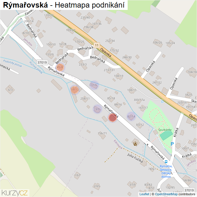 Mapa Rýmařovská - Firmy v ulici.