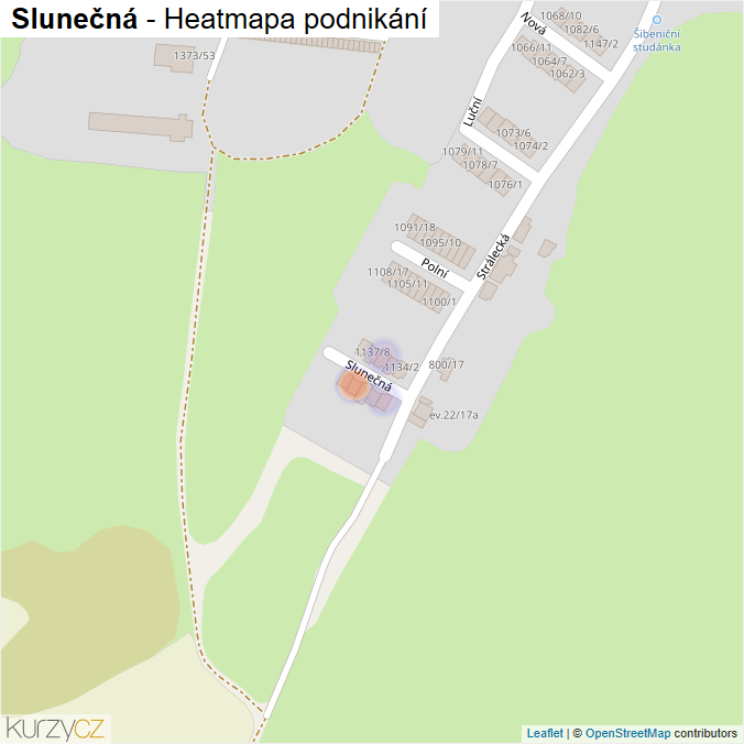 Mapa Slunečná - Firmy v ulici.