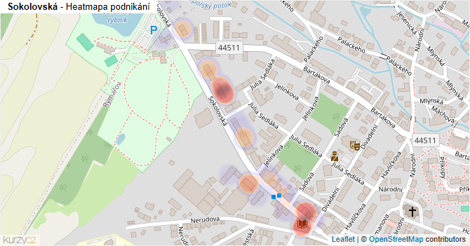 Sokolovská - mapa podnikání