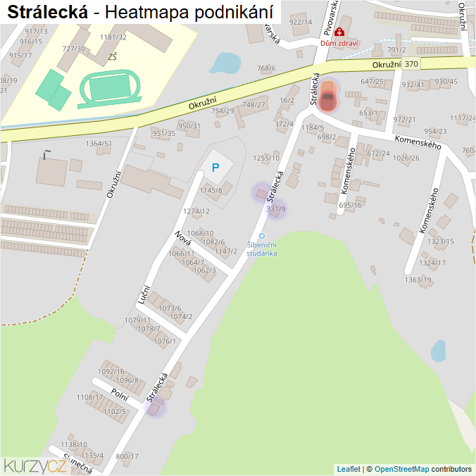 Mapa Strálecká - Firmy v ulici.