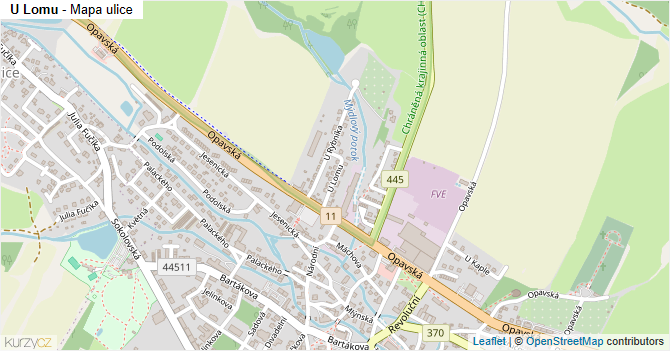 U Lomu - mapa ulice