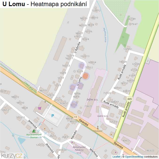 Mapa U Lomu - Firmy v ulici.