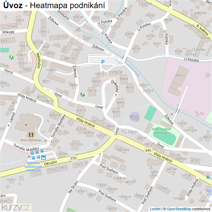Mapa Úvoz - Firmy v ulici.
